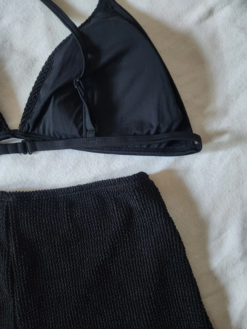 Good American Black Textured Bikini Top Swim Shorts Set XL L/XL NWT
